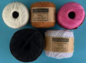 Crochet tri colored border collie 2 ply cotton