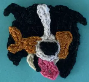 Crochet tri colored border collie 2 ply head with blaze