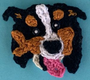 Crochet tri colored border collie 2 ply head with ear markings