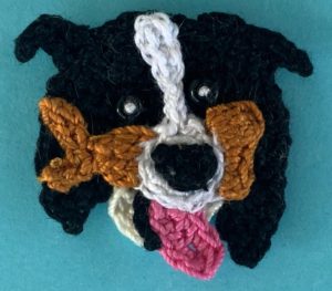 Crochet tri colored border collie 2 ply head with eyes