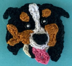 Crochet tri colored border collie 2 ply head with face markings