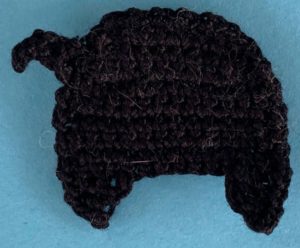 Crochet tri colored border collie 2 ply head with first ear
