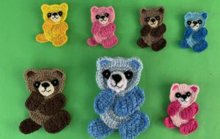 Finished crochet small teddy bear 2 ply group landscape