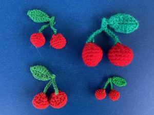 Finished crochet cherry bunch group landscape