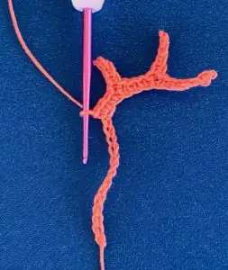 Crochet coral 2 ply stem with first branch