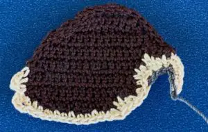 Crochet cowrie shell 2 ply grey piece finished