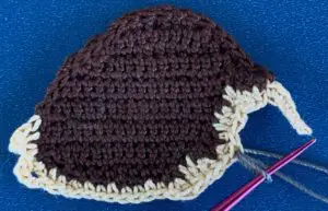 Crochet cowrie shell 2 ply joining for grey piece
