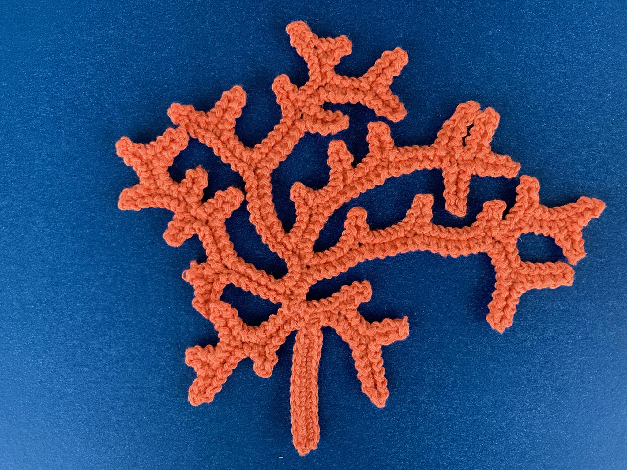 Finished crochet coral 4 ply landscape
