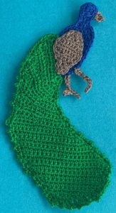 Crochet peacock 2 ply body with wing