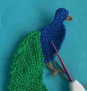 Crochet peacock 2 ply joining for top leg