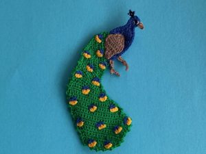 Finished crochet peacock pattern 2 ply landscape