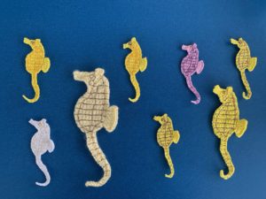 Finished crochet seahorse 2 ply group landscape