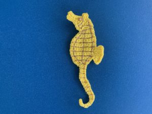 Finished crochet seahorse tutorial 4 ply landscape