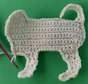Crochet jack russell 2 ply joining for front leg