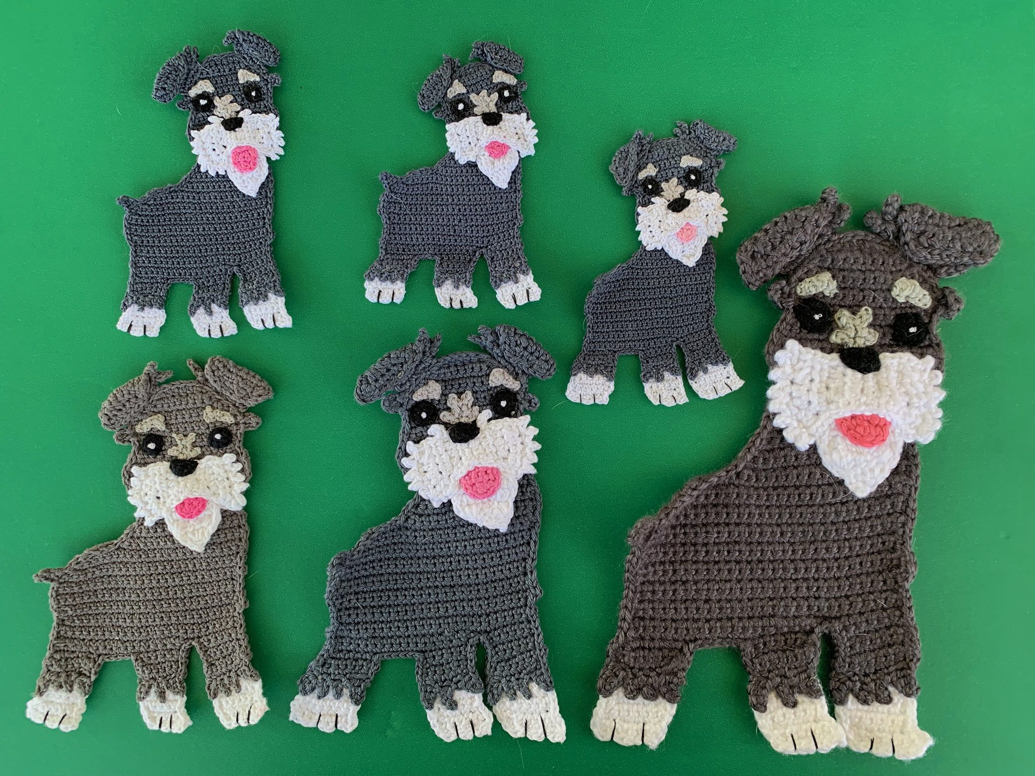 Finished crochet schnauzer 2 ply group landscape