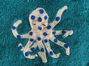 Crochet sea towel blue ring octopus
