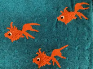 Crochet sea towel goldfish
