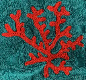 Crochet sea towel red coral