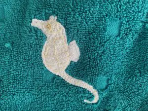 Crochet sea towel white seahorse