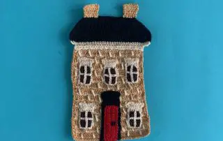 Finished crochet house 2 ply brick house landscape