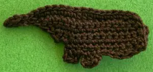 Crochet French bulldog 2 ply body marking neatened
