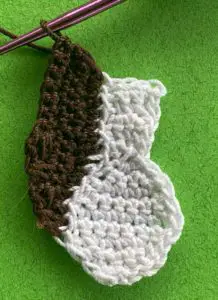 Crochet French bulldog 2 ply head first side