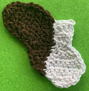 Crochet French bulldog 2 ply head first side neatened