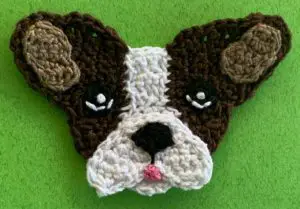 Crochet French bulldog 2 ply head with eyes