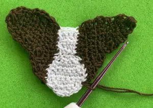 Crochet French bulldog 2 ply joining for head second side neatening row