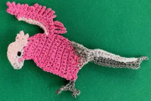 Crochet galah 2 ply body with tail embroidery