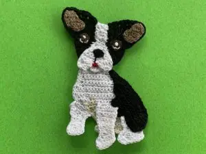 Finished crochet French bulldog 2 ply black landscape