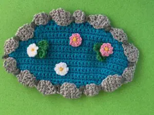 Finished crochet pond tutorial 4 ply landscape