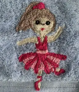 Crochet ballerina towel dark pink ballerina
