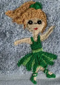 Crochet ballerina towel green ballerina