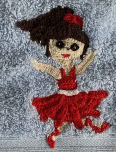 Crochet ballerina towel red ballerina