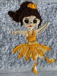Crochet ballerina towel yellow ballerina