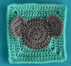 Crochet elephant granny square ears neatened
