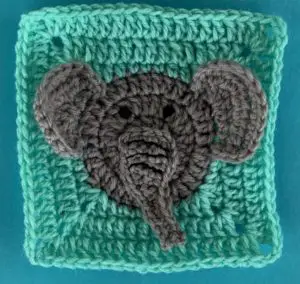 Crochet elephant granny square head with eyes