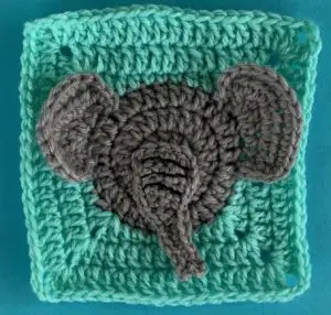 Crochet elephant granny square head with trunk
