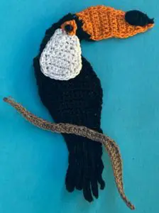 Crochet toucan 2 ply body with branch