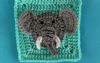 Finished crochet elephant granny square landscape