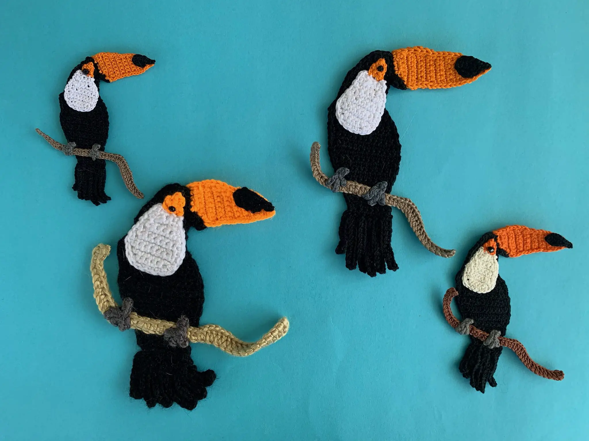 Finished crochet toucan 2 ply group landscape