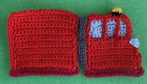 Crochet fire engine 2 ply cab with back