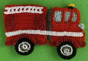 Crochet fire engine 2 ply cab with doors