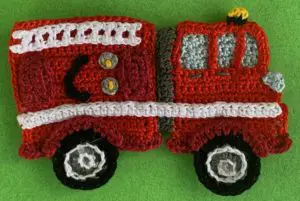 Crochet fire engine 2 ply cab with hose