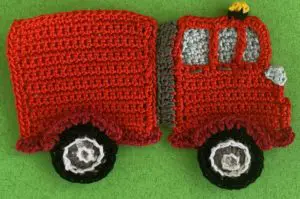 Crochet fire engine 2 ply cab with wheels