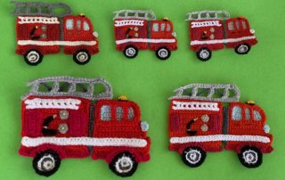 Finished crochet fire engine 2 ply group landscape