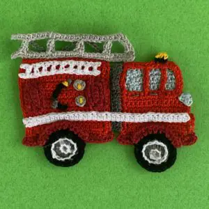 Finished crochet fire engine 2 ply square