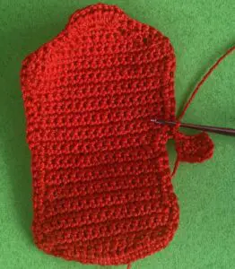 Crochet man 2 ply first sleeve row 3