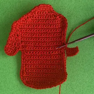 Crochet man 2 ply second sleeve row 3